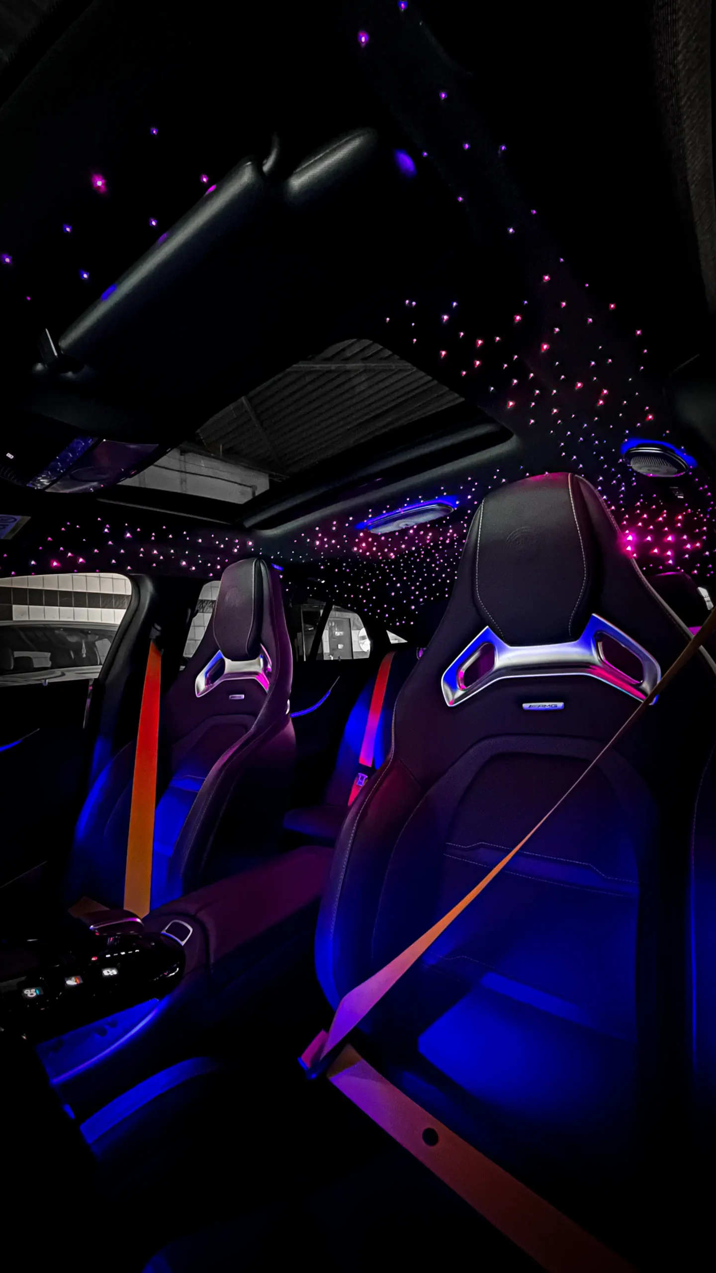 Detailed view of starry sky installation